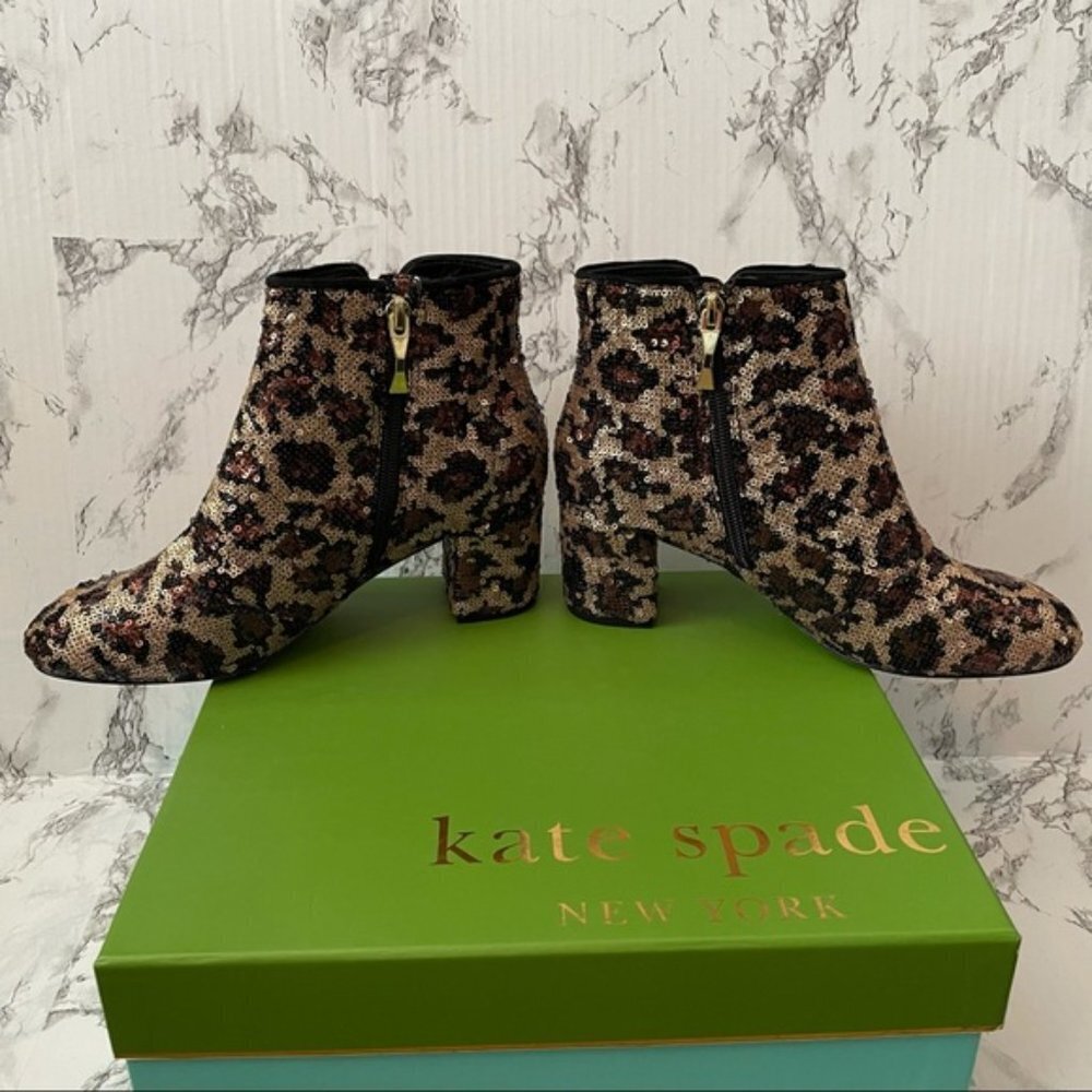 Kate Spade Langley Bootie Leopard Sequin Bow 6 - Picture 11 of 11